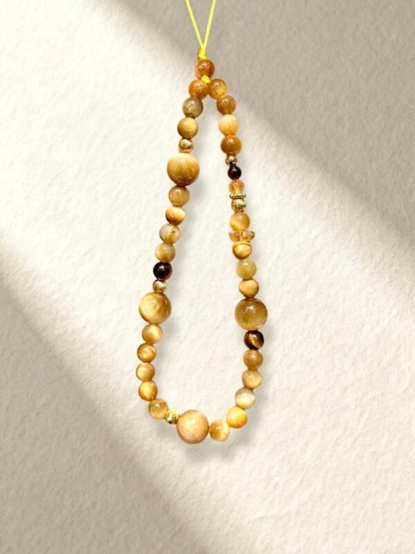 Yellow Phone Charm Golden Tiger’s Eye Phone Pendant