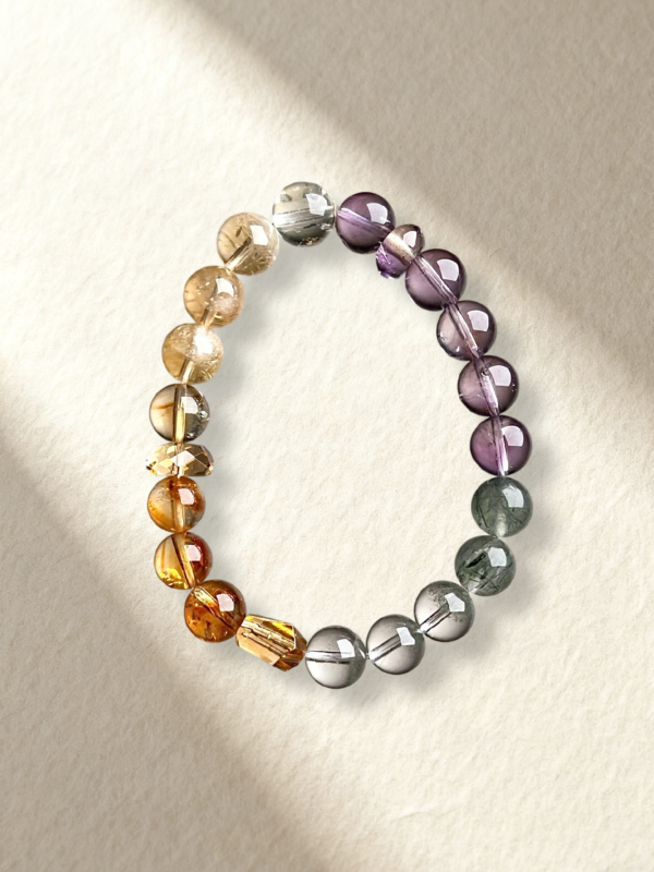 Natural Citrine Amethyst Green Rutilated Quartz Bracelet