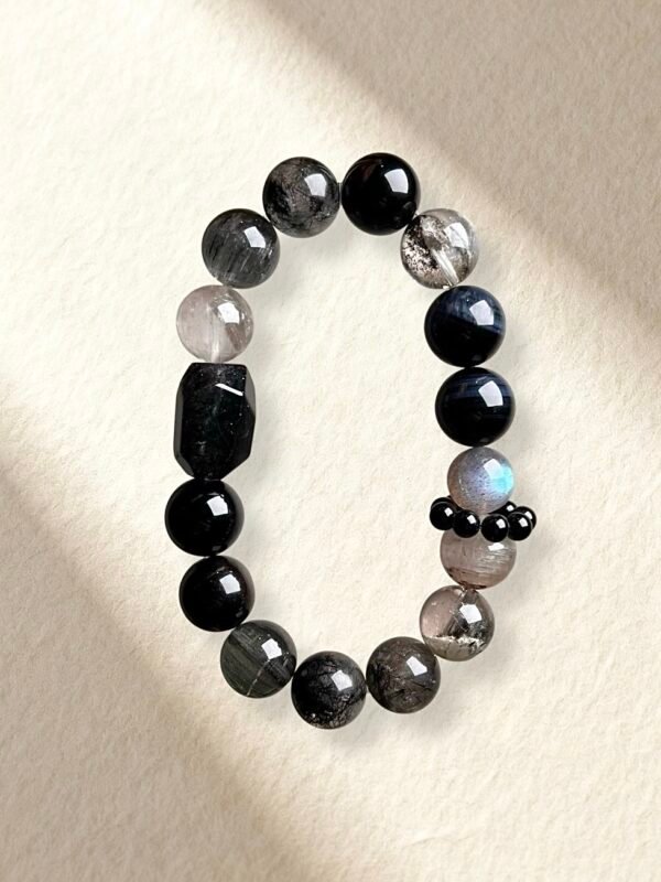 Blue Tiger’s Eye Silver Obsidian Bracelet