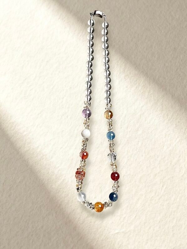 Natural Crystal Necklace Clear Quartz Amethyst Aquamarine Necklace