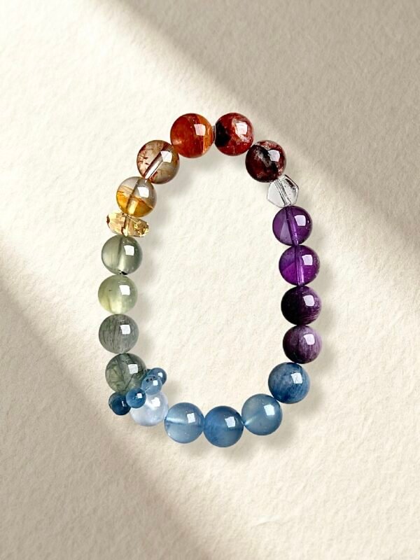 Multi-color Bracelet Amethyst Citrine Aquamarine Green Rutilated Quartz Bracelet