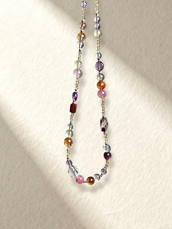 Crystal Necklace Golden Topaz Amethyst Rhodonite Necklace