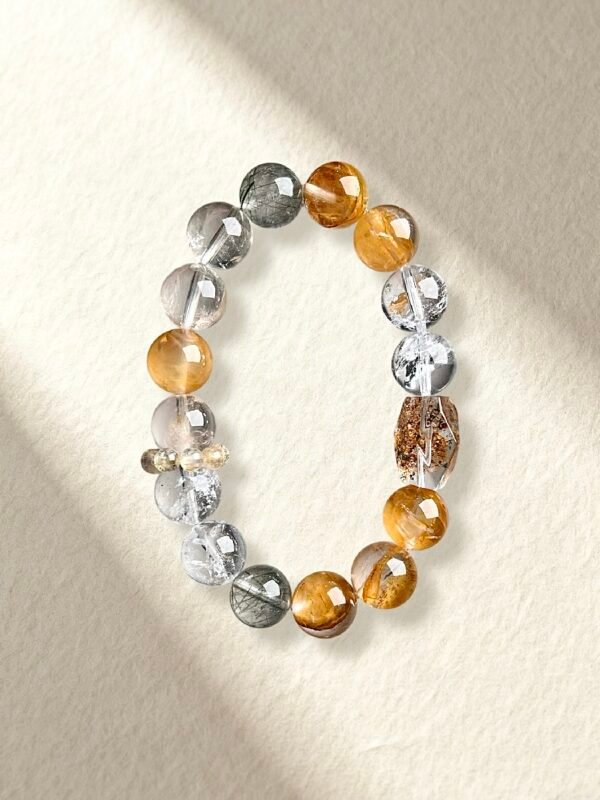 Yellow Bracelet Hematoid Quartz Rutilated Quartz Bracelet