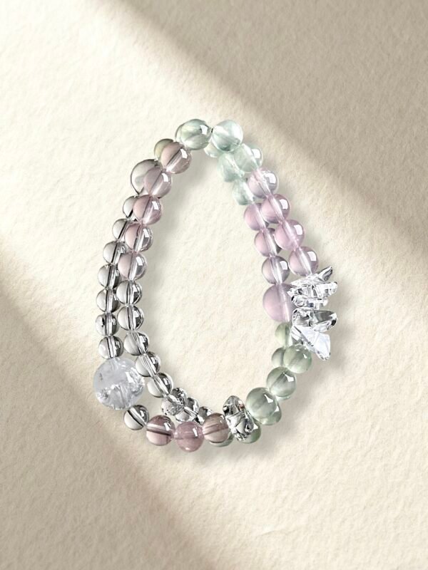 Spring Vibes Crystal Bracelet Rose Quartz Clear Quartz Prehnite Bracelet