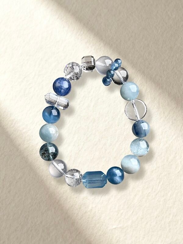 Blue Bracelet Aquamarine Kyanite Clear Quartz Bracelet