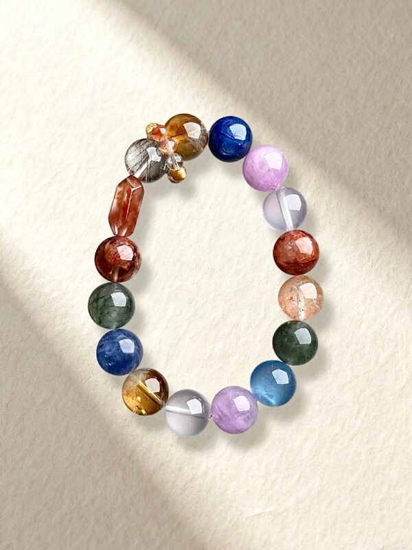 Multi-color Crystal Bracelet Rose Quartz Golden Topaz Kyanite Bracelet