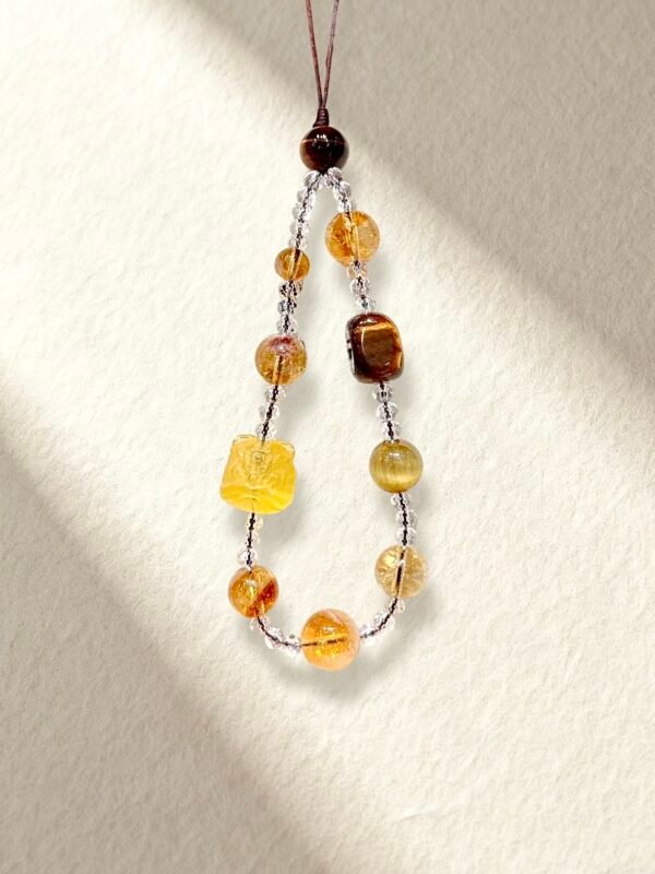 Crystal Phone Charm Clear Quartz Tiger’s Eye Yellow Phone Pendant