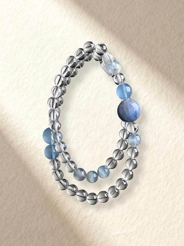 Blue Bracelet Aquamarine Kyanite Clear Quartz Bracelet