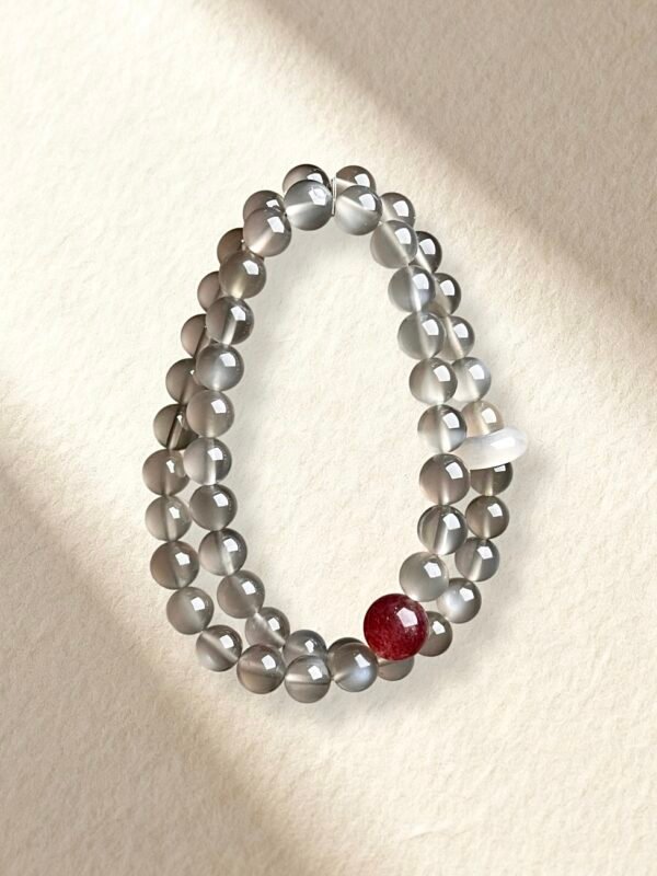 Gray Sunstone Strawberry Quartz Bracelet