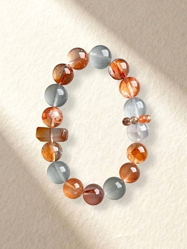 Orange Hematoid Quartz Green Fluorite Bracelet