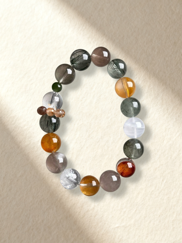 Green Rutilated Quartz and Hematoid Quartz Bracelet
