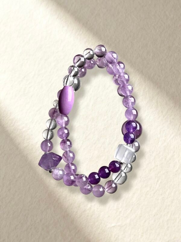 Natural Amethyst and Clear Quartz Bracelet