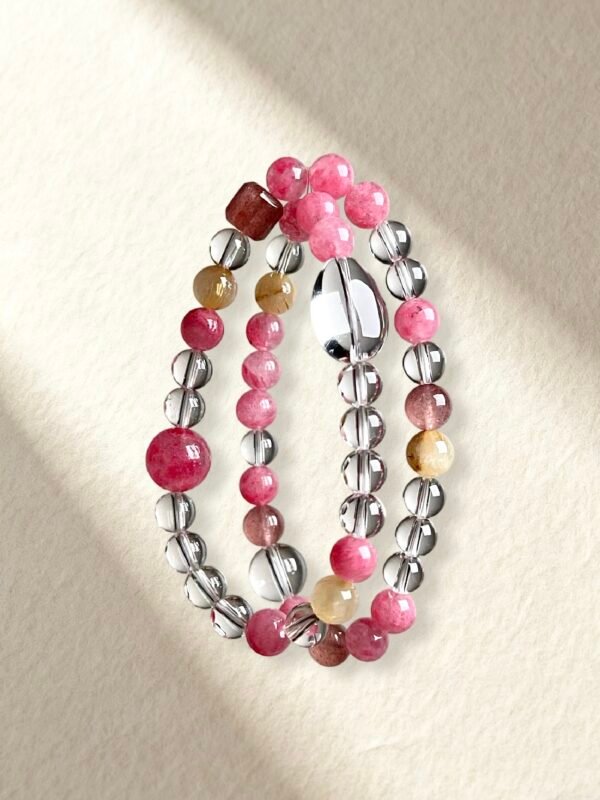Clear Quartz and Rhodonite Bracelet