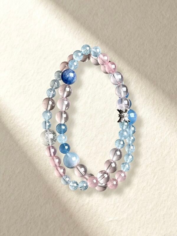 Blue & Pink Bracelet Rose Quartz Aquamarine Bracelet