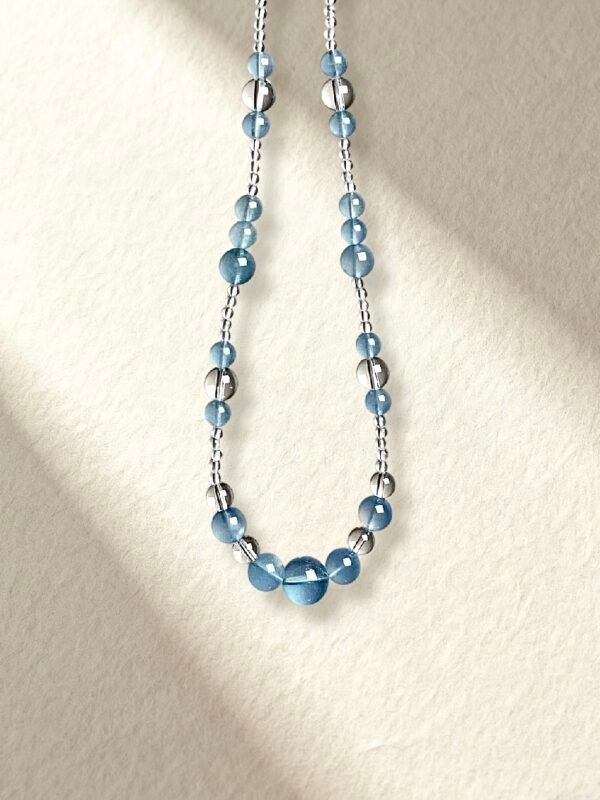 Crystal Necklace Aquamarine and Clear Quartz Necklace