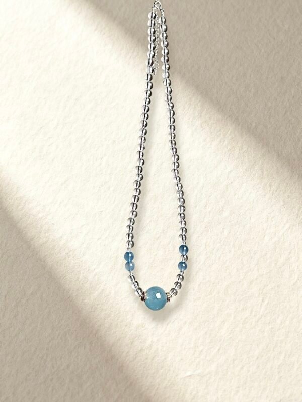 Crystal Necklace Aquamarine and Clear Quartz Necklace