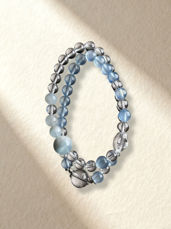 Aquamarine and Clear Quartz Bracelet