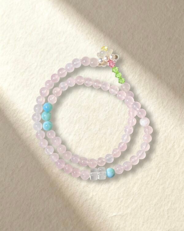 Spring Vibes Pink Flower Bracelet Rose Quartz Bracelet