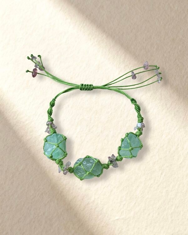 Spring Vibes Macrame Bracelet Green Fluorite Amethyst Bracelet