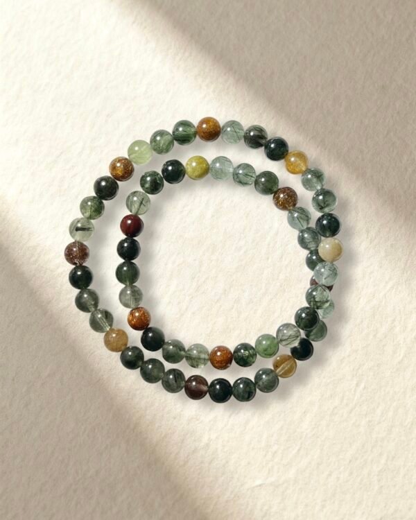 Green Bracelet Multi-Color Rutilated Quartz Bracelet
