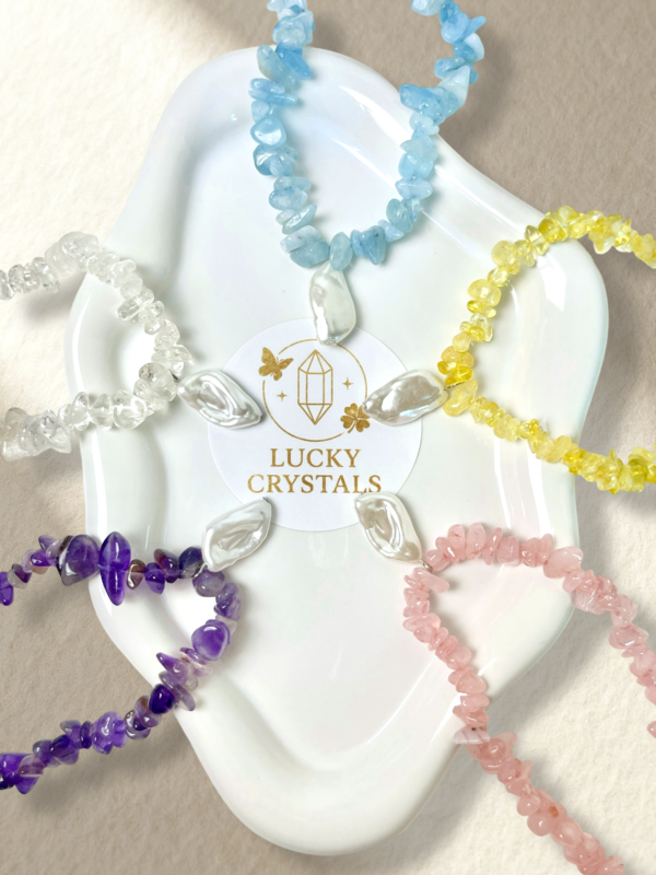 Free Gift 🎁 Crystal Chips Necklace Citrine Aquamarine Rose Quartz Clear Quartz Amethyst Necklace